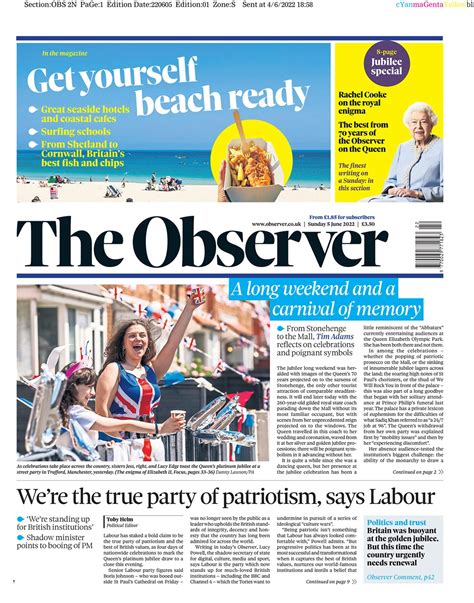 Observer Front Page 5th Of June 2022 Tomorrow S Papers Today