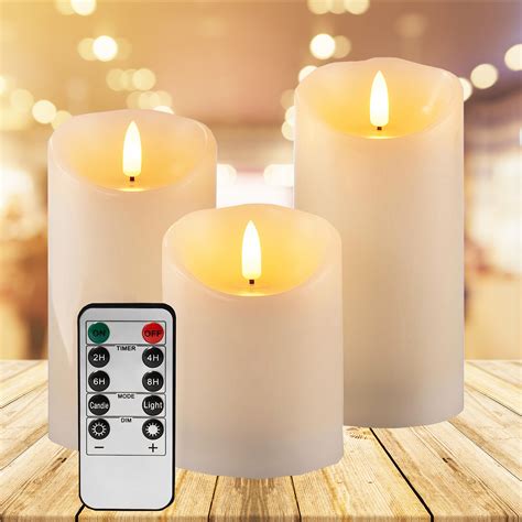 Waterproof Outdoor Flameless Led Candles With Remote And Timer Realistic Flickering Battery