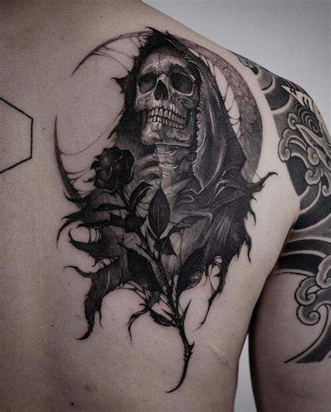 Details more than 76 evil grim reaper tattoo outline latest - in.cdgdbentre