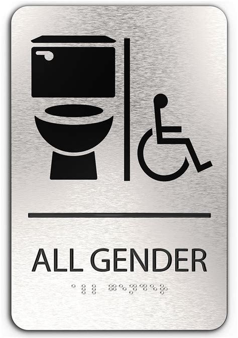 Ada Restroom Sign Unisex Wheelchair Accessible Symbols 6x9 Inches Vizilok