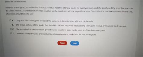 Solved Select The Correct Answer Roberta S Brokerage Chegg