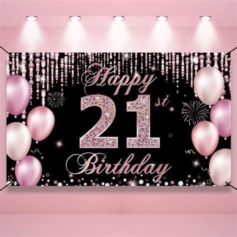 Amazon HTDZZI 21st Birthday Decorations For Her Happy 21st