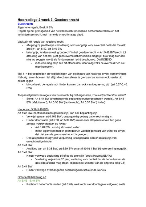 HC2 Week 3 Goederenrecht Hoorcollege 2 Week 3 Goederenrecht