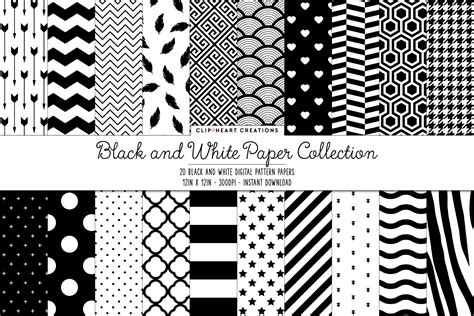 Black & White Pattern Digital Papers Graphic by clipheartcreations ...