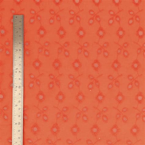 Tissu Broderie Anglaise Petite Fleur Orange Tissus Des Ursules