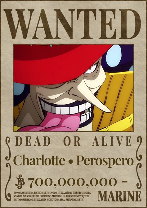 Charlotte Perospero Wanted Poster One Piece One Peice Anime One