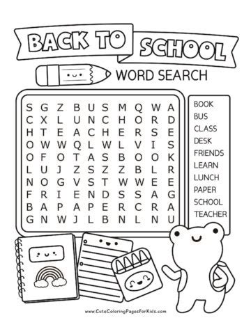 Free Printable Word Searches for Kids - Cute Coloring Pages For Kids