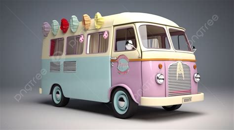 Virtual Depiction Of An Ice Cream Truck Background Cartoon Truck Ice