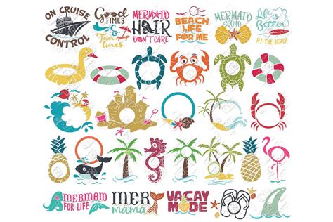 Beach Svg Bundle In Svgdxfepspng • Ohmycuttables