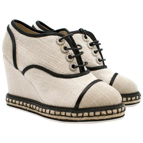 Chanel Cruise 2016 Canvas Oxford Espadrille Wedges At 1stdibs