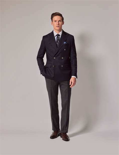 Men S Navy Wool Hopsack Double Breasted Blazer Collection