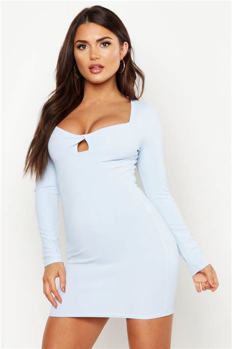 Twist Bust Long Sleeve Bodycon Dress Boohoo Bodycon Dress Bodycon Fashion Long Sleeve Bodycon