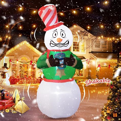 Christmas Inflatables Outdoor Decorations, 6FT Shivering Snowman ...