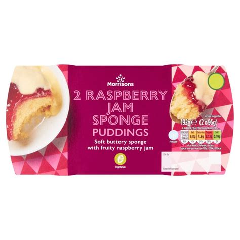 Morrisons Raspberry Jam Sponge Puddings 2 X 96g HelloSupermarket