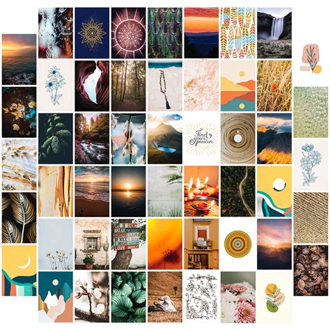 Buy Boho Themed Picture Wall Collage Kit Aesthetic 50 Prints 4x6 Inch