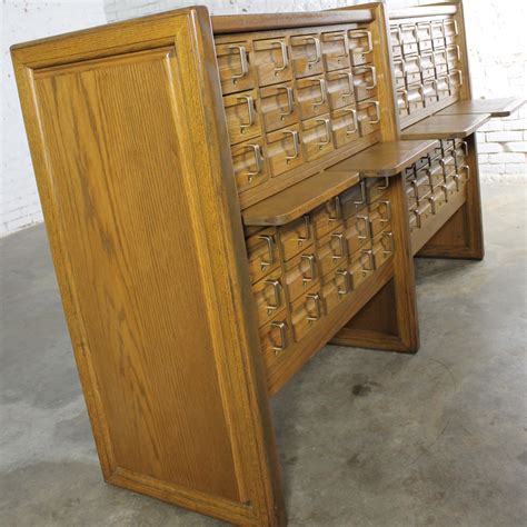 Vintage Oak 60 Drawer Library Card Catalog Cabinet – warehouse 414