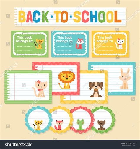 Back School Stickers Labels Cute Animals Stock Vector (Royalty Free ...