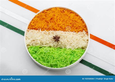 Indian Tricolour Or Tiranga Rice For Indian Republic And Independence