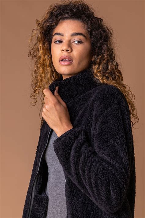 Soft Sherpa Fleece Jacket In Black Roman Originals UK