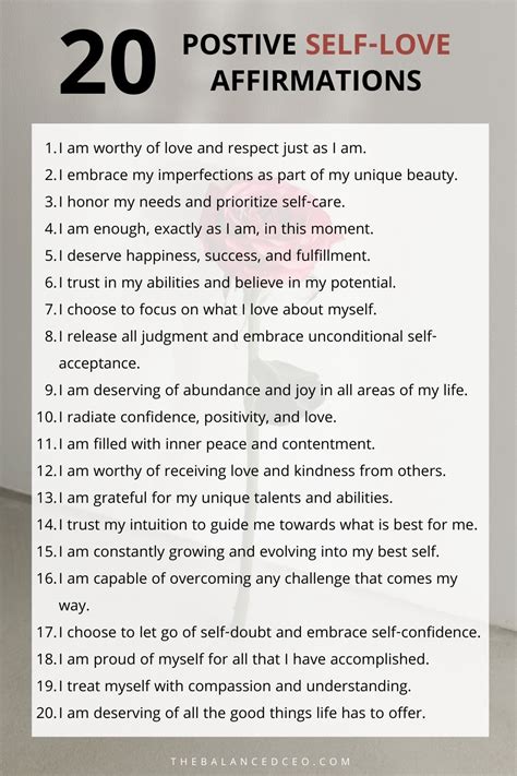 20 Powerful Positive Affirmations for Self-Love - The Balanced CEO