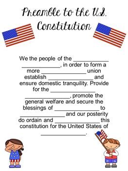 Preamble Worksheet For Kids