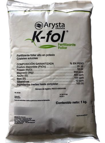 K Fol 1 Kg Fertilizante Foliar Alto En Potasio Arysta Upl Meses Sin