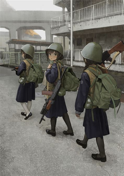 Safebooru 3girls Absurdres Ak 74 Aks 74 Aks 74u Assault Rifle