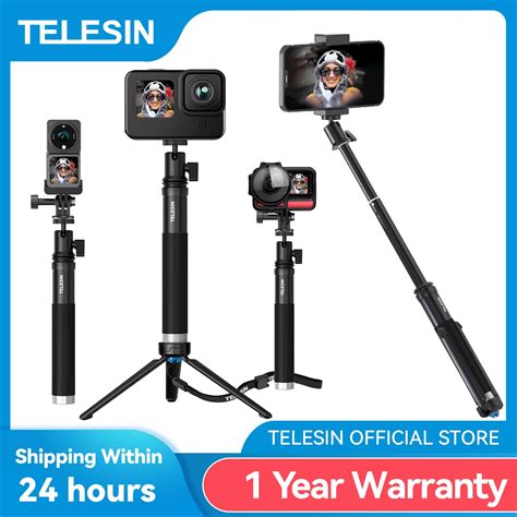 Telesin In Extendable Aluminum Alloy Selfie Stick Rotate