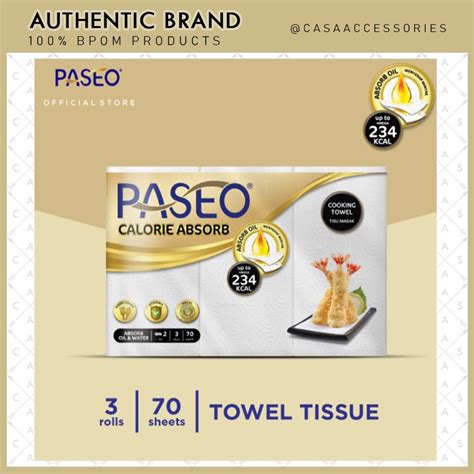 Jual Paseo Calorie Absorbs Kitchen Towel Roll 70s Isi 3 Roll Tissue