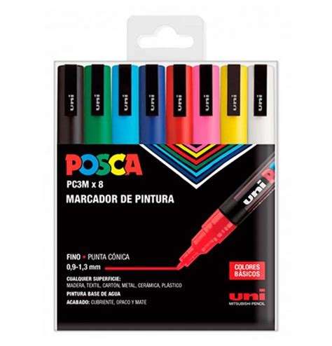 PACK 8 Rotuladores POSCA 3M Estuche Colores Básicos Roll Up Graffiti