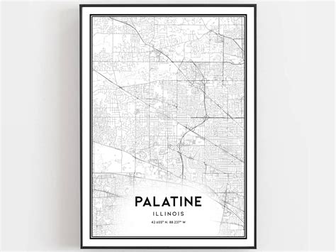 Palatine Map Print Palatine Map Poster Wall Art Il City | Etsy