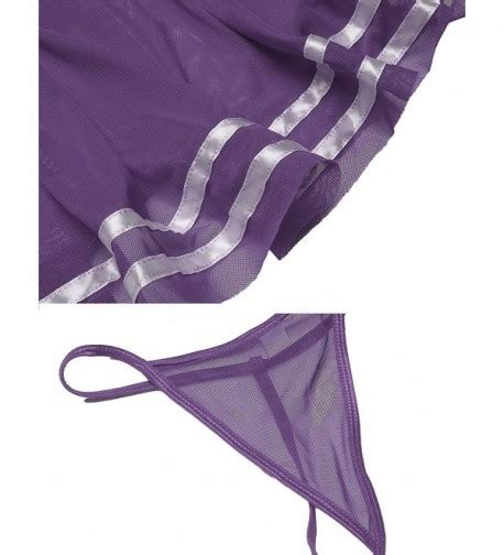 Women Sexy Lingerie Lace Mesh Sleeve Chemise Nightwear S XXL Purple CI CQY UC