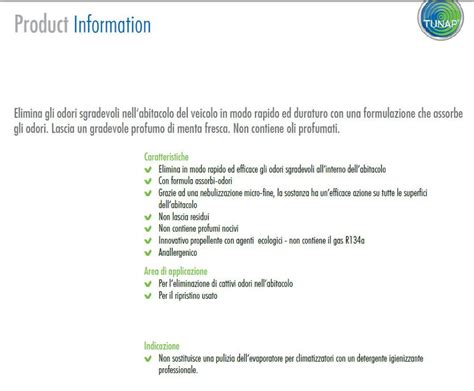 Elimina Cattivi Odori Abitacolo Professionale Tunap Rimuove Odori Di