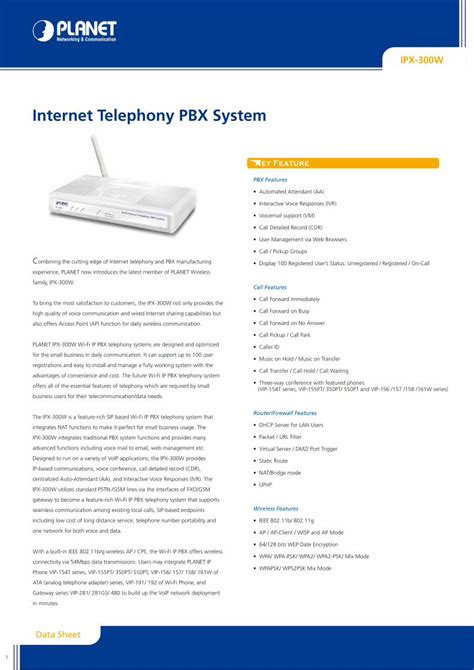 PDF Internet Telephony PBX System Planet Technology DOKUMEN TIPS