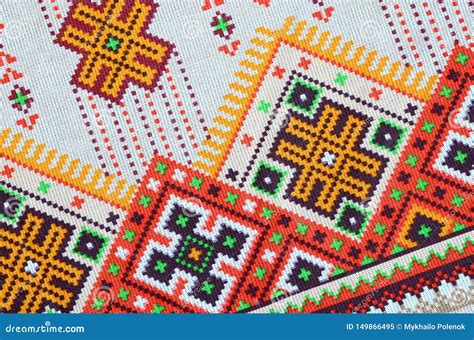 Traditional Ukrainian Folk Art Knitted Embroidery Pattern on Textile ...