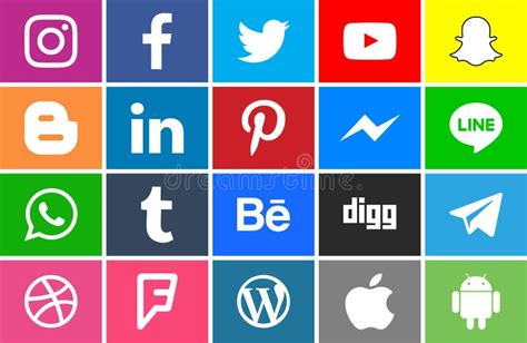 Collection Of Popular Social Media Icons Editorial Stock Photo