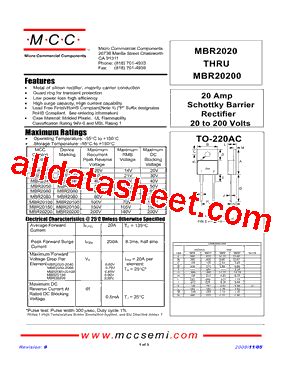 MBR20200 Datasheet(PDF) - Micro Commercial Components