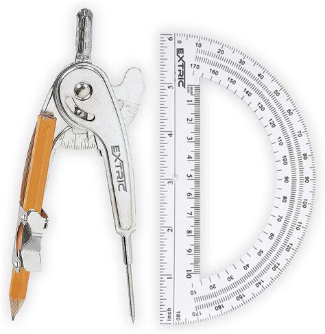 Protractor and Compass for Geometry - Bundle Protractor for Geometry with Compass Metal, 6 Inch ...