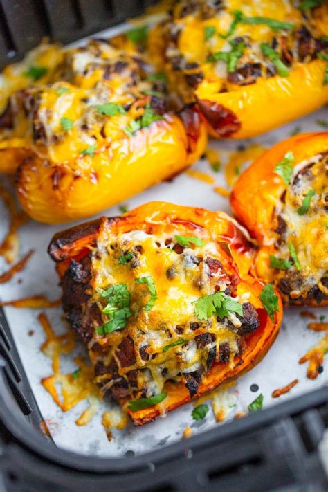 Air Fryer Stuffed Peppers Without Rice Food Banjo