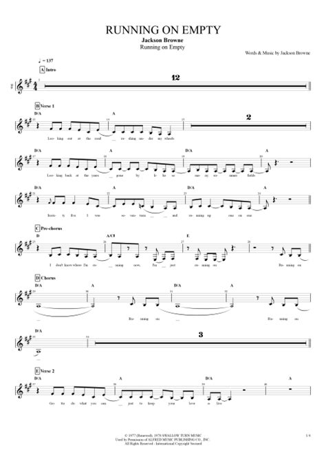 Running On Empty Tab By Jackson Browne Guitar Pro Full Score