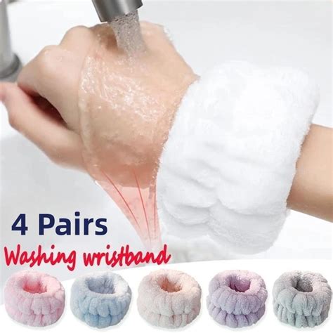 4pcs Wristband For Washing Soft Flannel Wrist Strap Reusable Face