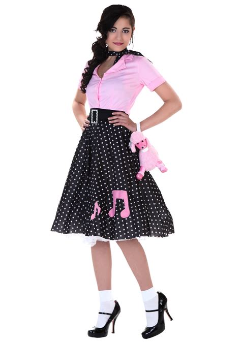 Pink And Black 50 S Style Diner Sock Hop Cutie Costume Womens 50s Costume Costumes For Women