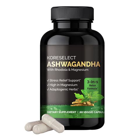 Koreselect Ashwagandha Capsules With Magnesium And Rhodiola Rosea 5 Withanolides Natural Mood