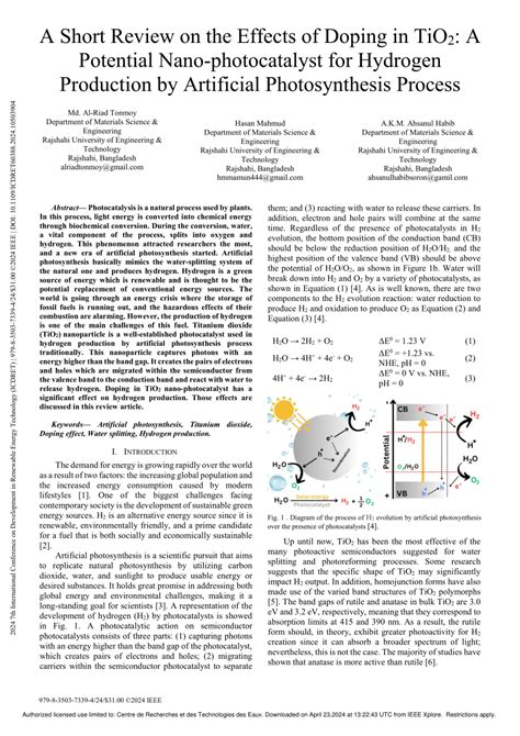 PDF A Short Review On The Effects Of Doping In TiO 2 A Potential