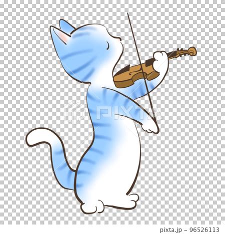 Illustration Of A Cat Playing The Violin Happily Stock Illustration