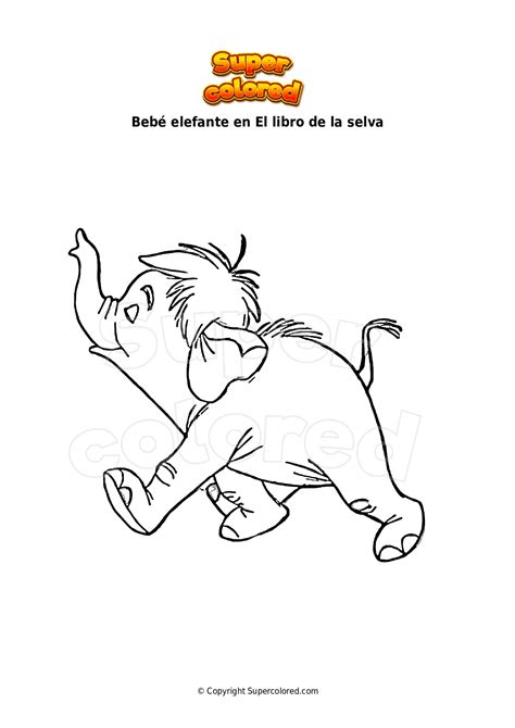 Dibujo Para Colorear Elefante En El Libro De La Selva Supercolored