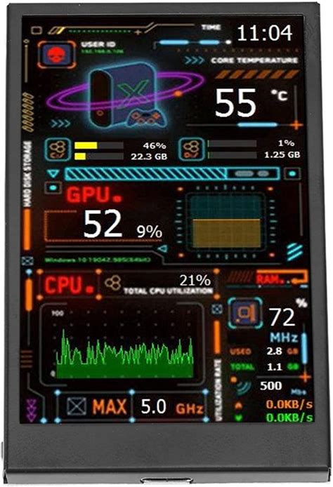 3 5in Computer Temp Monitor IPS Mini Display Dimmable PC Sensor Panel