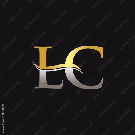 Initial Gold And Silver letter LC Logo Design with black Background ...