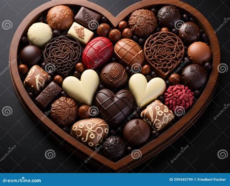 A Heart Shaped Box Filled With Lots Of Chocolates Stock Image Image