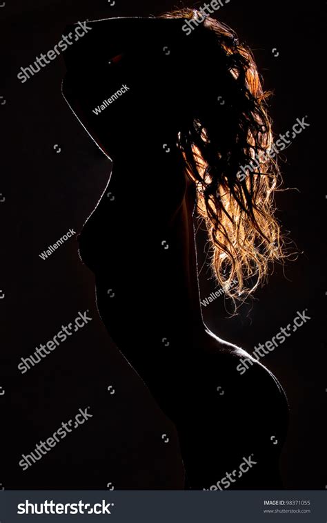 Silhouette Naked Girl Over Dark Background Stock Photo Shutterstock